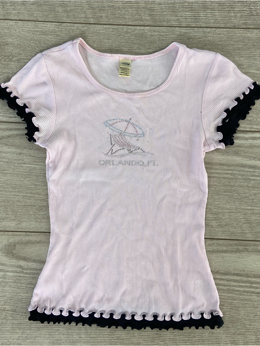 Kavio Girls' Pink Ruffle-Trim Ribbed Tee.